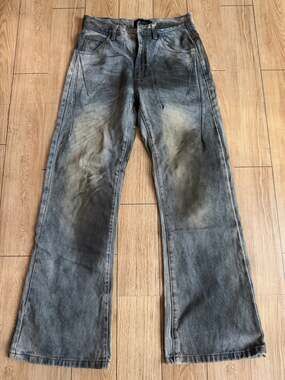 Vintage Faded Japanese Archive Dirty Wash Blue Bootcut Denim Baggy Jeans size 30